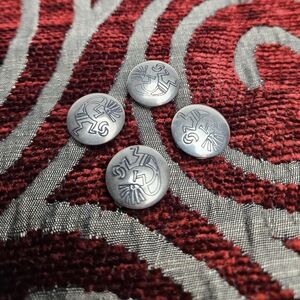 Set of Four 4 Silver Kokopelli Button Covers Southwestern Native American 3/4 in